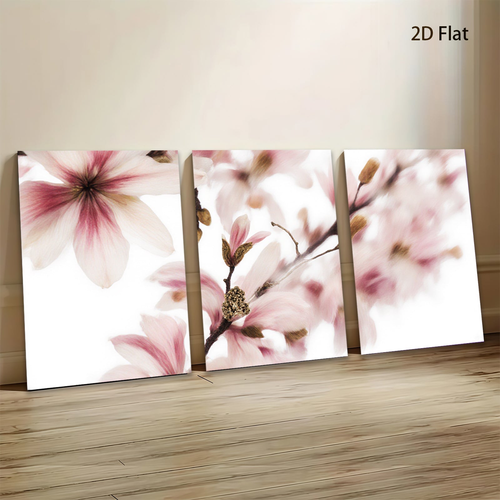 2D flat 1pc Spring Magnolia Bloom Botanical Wall Art Living Room Bedroom Decor Farmhouse Style Gallery Wrapped Canvas Prints Ready to Hang Modern Floral Artwork