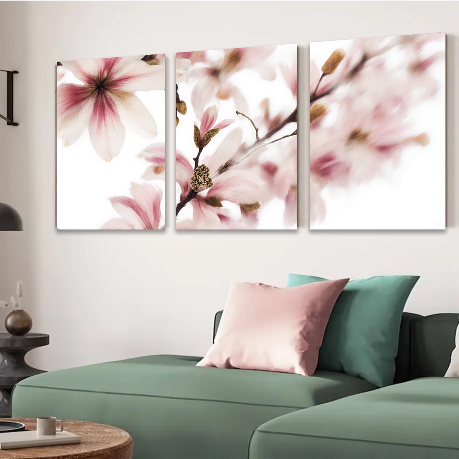 2D flat 1pc Spring Magnolia Bloom Botanical Wall Art Living Room Bedroom Decor Farmhouse Style Gallery Wrapped Canvas Prints Ready to Hang Modern Floral Artwork