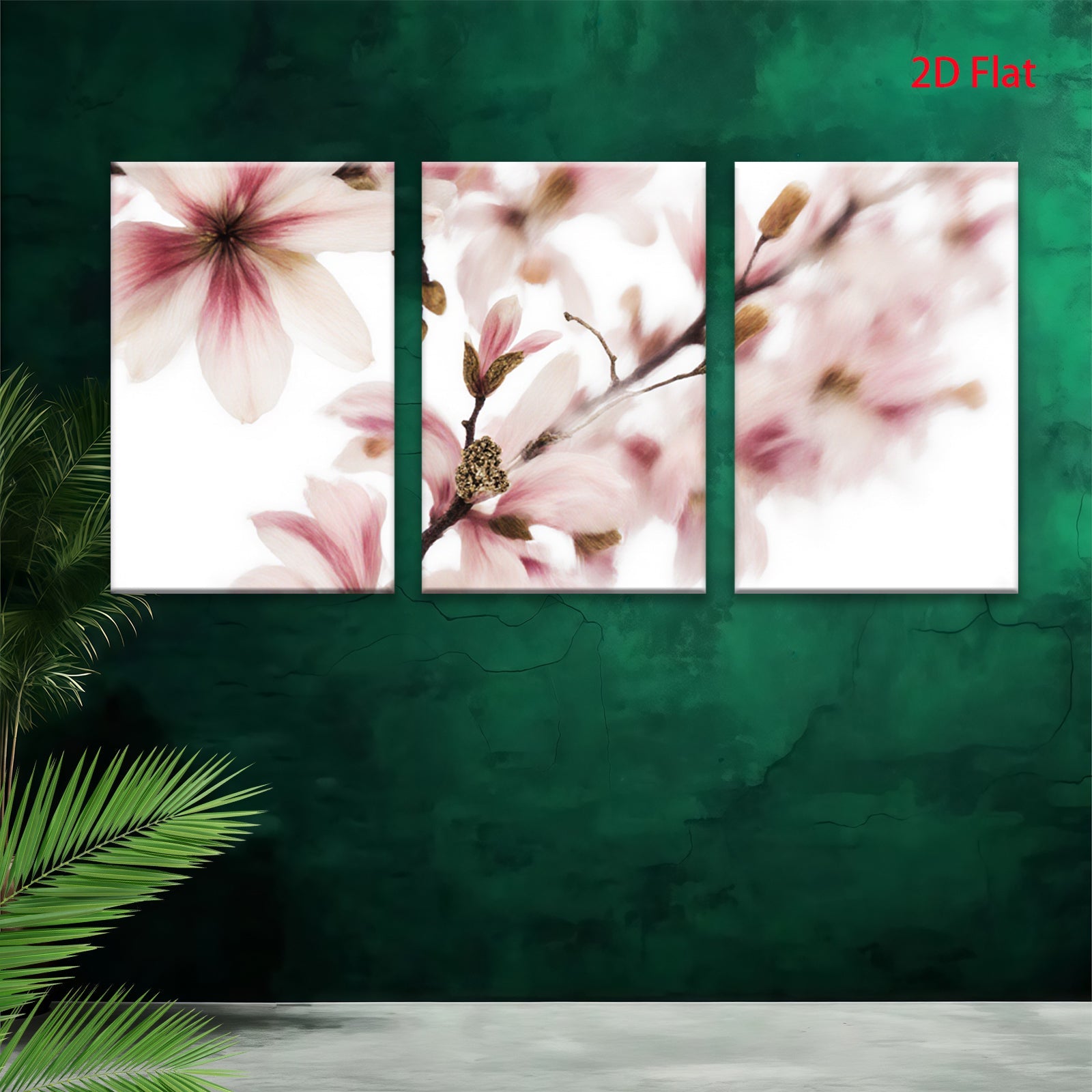 2D flat 1pc Spring Magnolia Bloom Botanical Wall Art Living Room Bedroom Decor Farmhouse Style Gallery Wrapped Canvas Prints Ready to Hang Modern Floral Artwork