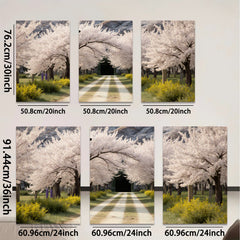 2D flat 1pc Spring blooms line country road floral wall art bedroom living room farmhouse modern gallery wrapped canvas prints