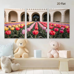 2D flat 1pc Spring blooms vibrant tulip garden wall art for living room bedroom office farmhouse decor modern botanical prints canvas