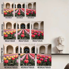 2D flat 1pc Spring blooms vibrant tulip garden wall art for living room bedroom office farmhouse decor modern botanical prints canvas