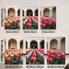 2D flat 1pc Spring blooms vibrant tulip garden wall art for living room bedroom office farmhouse decor modern botanical prints canvas