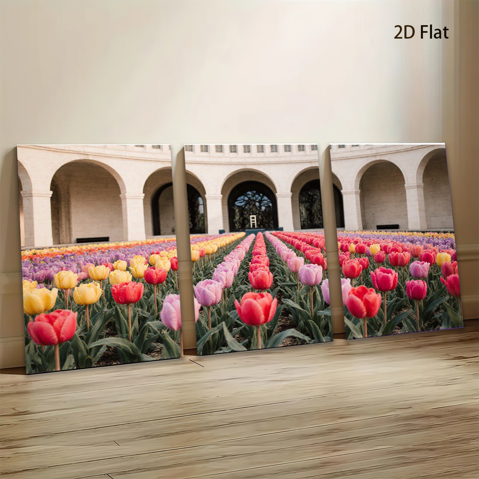 2D flat 1pc Spring blooms vibrant tulip garden wall art for living room bedroom office farmhouse decor modern botanical prints canvas