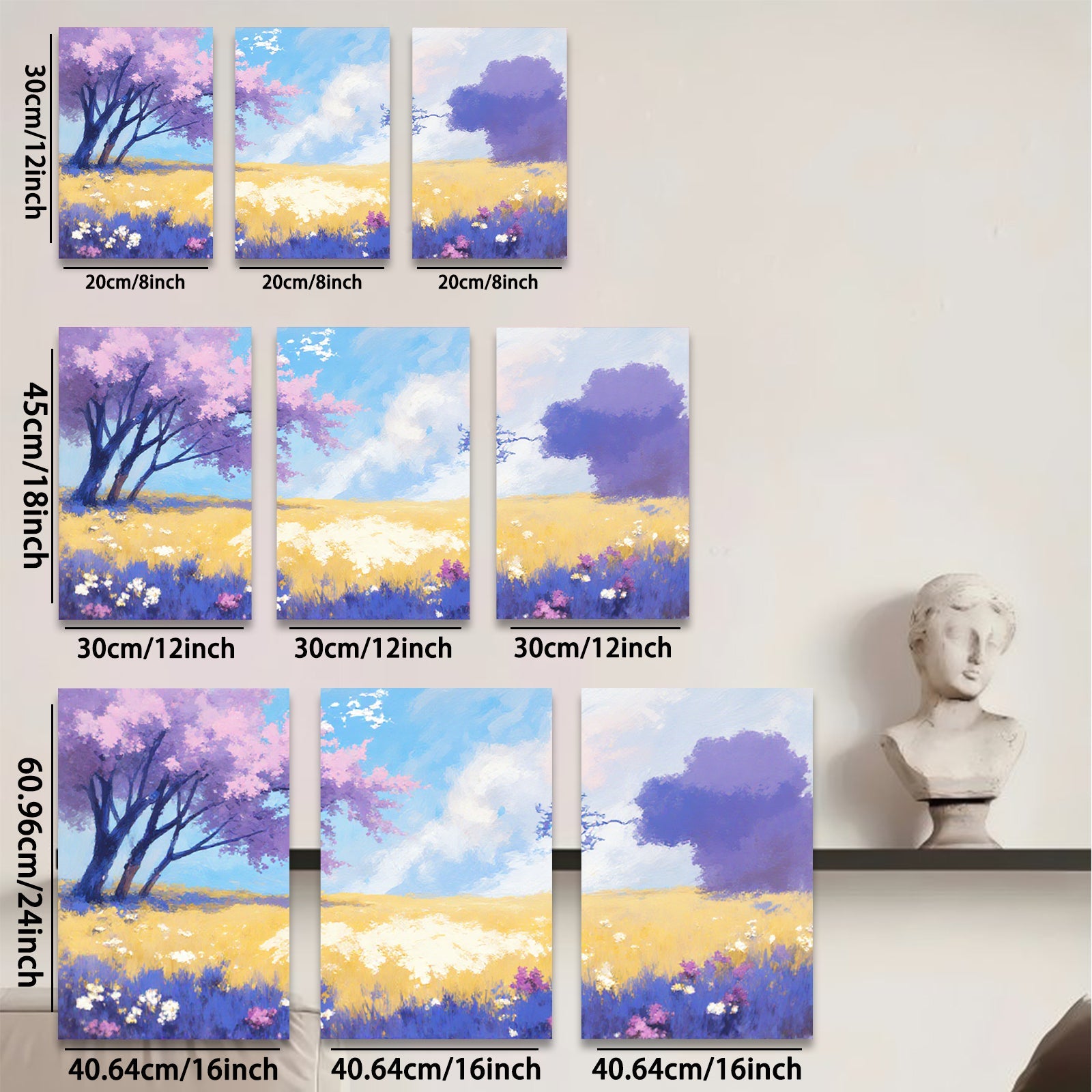 2D flat 1pc Spring wildflower meadow vibrant landscape wall art bedroom living room farmhouse decor gallery wrapped canvas prints modern botanical artwork
