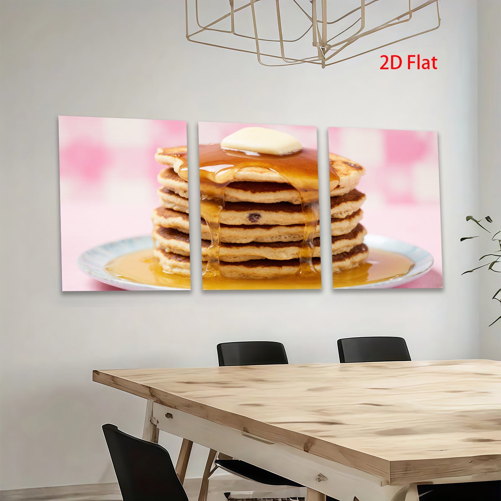 2D flat 1pc Stacked Pancakes Breakfast Food Wall Art Kitchen Decor Dining Room Canvas Prints Cozy Farmhouse Style Modern Minimalist Gallery Wrapped Ready to Hang