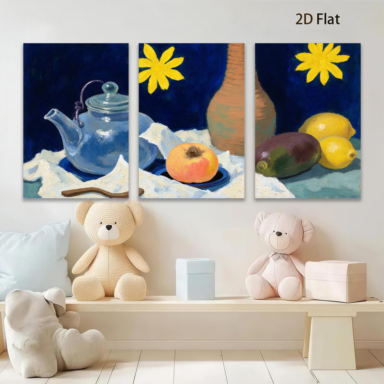 2D flat 1pc Still Life Fruit Floral Kitchen Dining Room Wall Art Canvas Print Modern Farmhouse Decor Cozy Living Room
