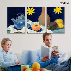 2D flat 1pc Still Life Fruit Floral Kitchen Dining Room Wall Art Canvas Print Modern Farmhouse Decor Cozy Living Room