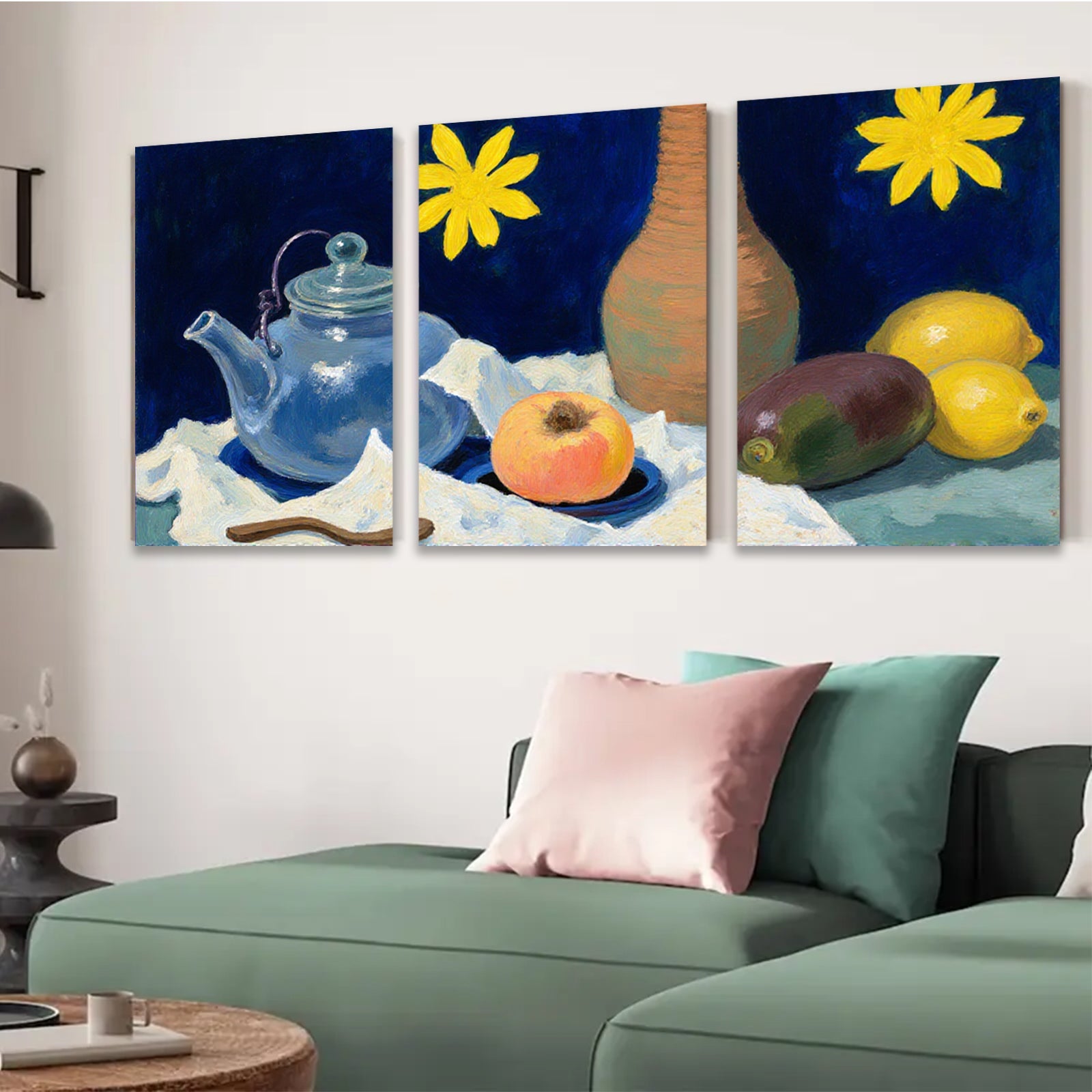 2D flat 1pc Still Life Fruit Floral Kitchen Dining Room Wall Art Canvas Print Modern Farmhouse Decor Cozy Living Room