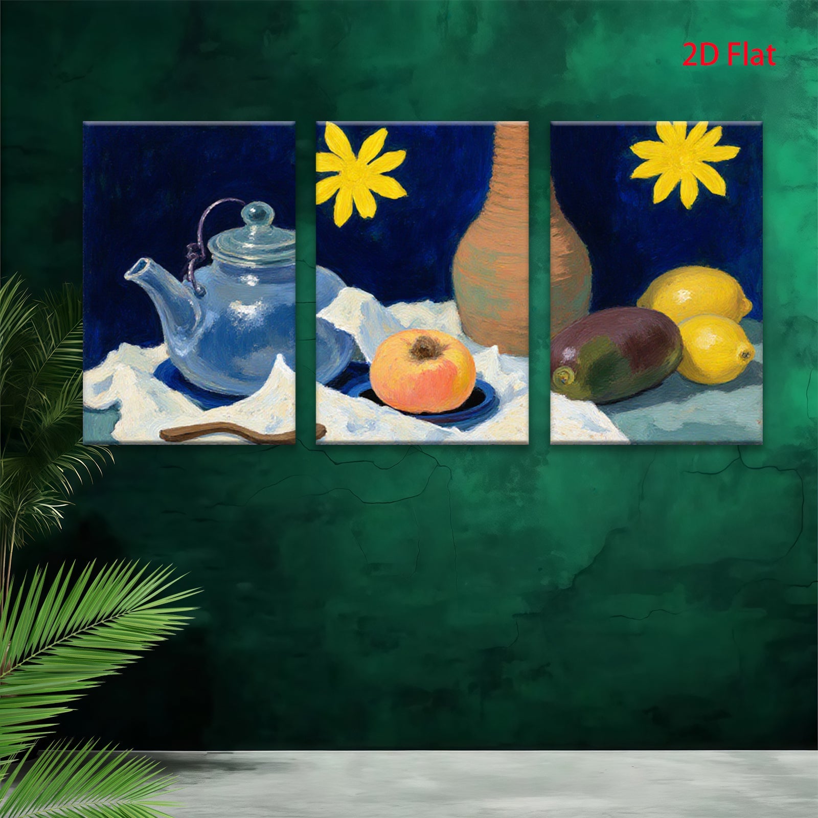 2D flat 1pc Still Life Fruit Floral Kitchen Dining Room Wall Art Canvas Print Modern Farmhouse Decor Cozy Living Room