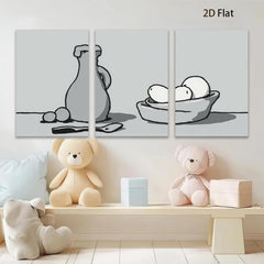 2D flat 1pc Still Life Vase Fruit Minimalist Wall Art Kitchen Dining Room Decor Farmhouse Style Gallery Wrapped Canvas Prints Modern Artwork