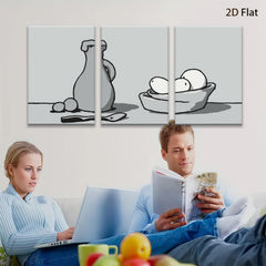2D flat 1pc Still Life Vase Fruit Minimalist Wall Art Kitchen Dining Room Decor Farmhouse Style Gallery Wrapped Canvas Prints Modern Artwork