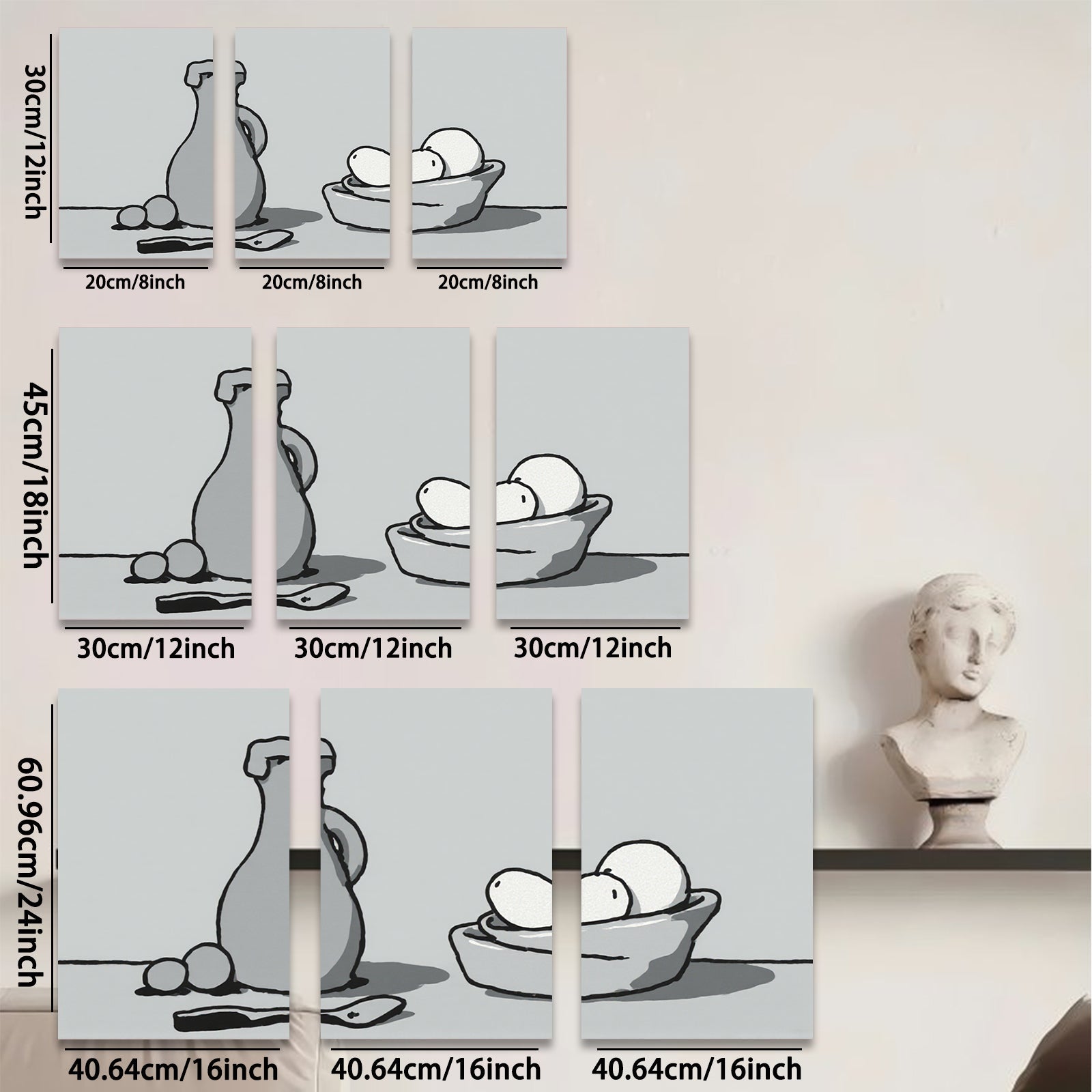 2D flat 1pc Still Life Vase Fruit Minimalist Wall Art Kitchen Dining Room Decor Farmhouse Style Gallery Wrapped Canvas Prints Modern Artwork