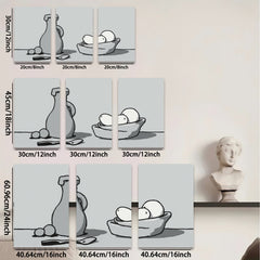 2D flat 1pc Still Life Vase Fruit Minimalist Wall Art Kitchen Dining Room Decor Farmhouse Style Gallery Wrapped Canvas Prints Modern Artwork