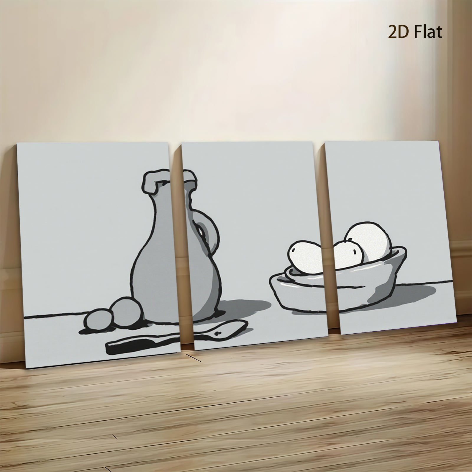 2D flat 1pc Still Life Vase Fruit Minimalist Wall Art Kitchen Dining Room Decor Farmhouse Style Gallery Wrapped Canvas Prints Modern Artwork