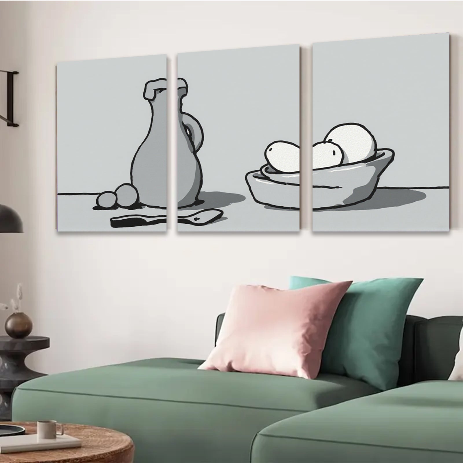 2D flat 1pc Still Life Vase Fruit Minimalist Wall Art Kitchen Dining Room Decor Farmhouse Style Gallery Wrapped Canvas Prints Modern Artwork