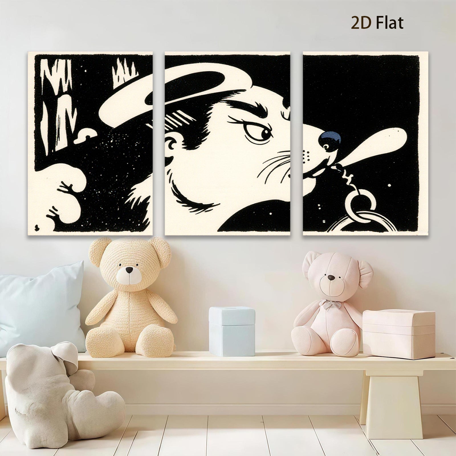 2D flat 1pc Stylish black and white dog portrait wall art for living room bedroom gallery wrapped canvas modern farmhouse decor cozy vibes