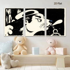 2D flat 1pc Stylish black and white dog portrait wall art for living room bedroom gallery wrapped canvas modern farmhouse decor cozy vibes