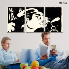 2D flat 1pc Stylish black and white dog portrait wall art for living room bedroom gallery wrapped canvas modern farmhouse decor cozy vibes