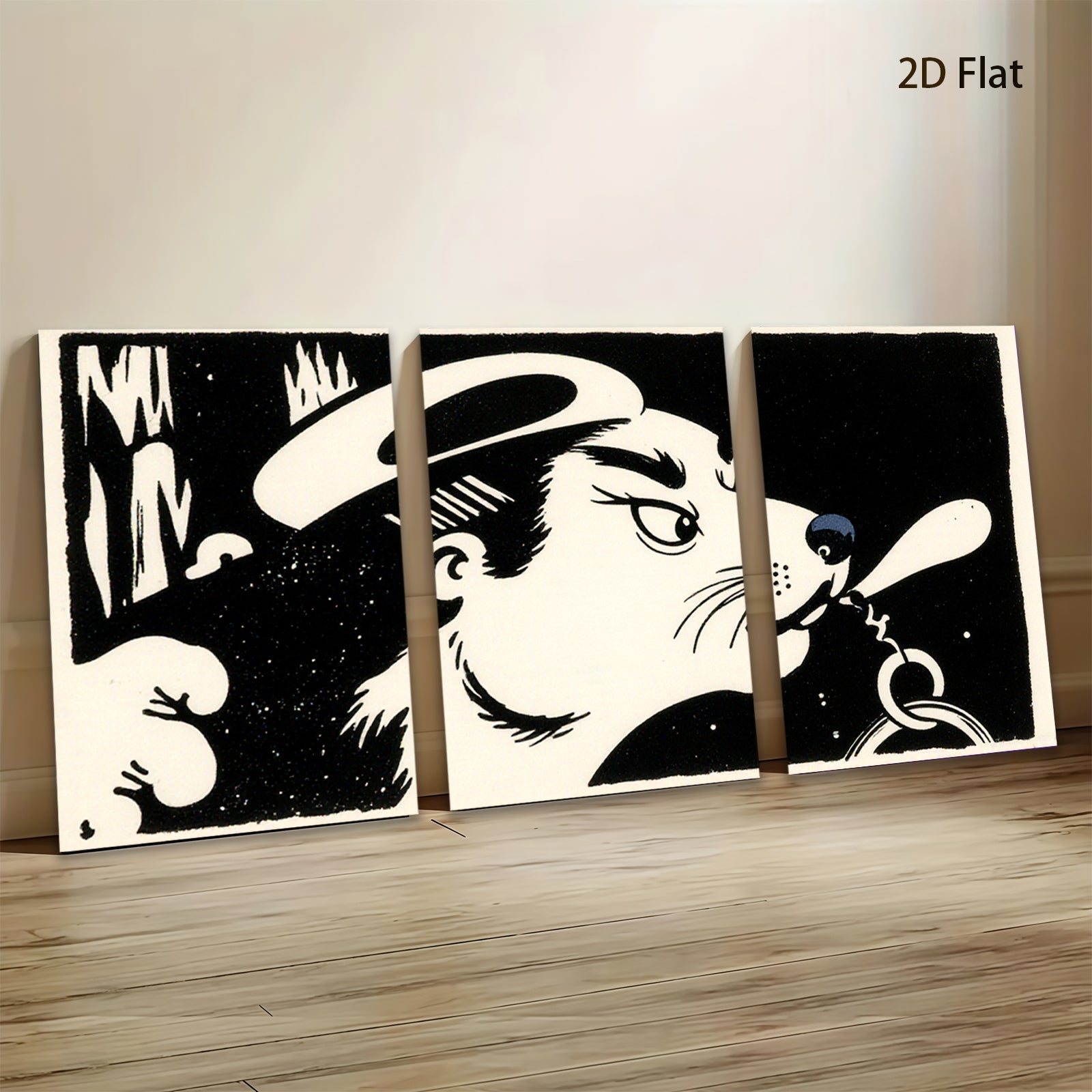 2D flat 1pc Stylish black and white dog portrait wall art for living room bedroom gallery wrapped canvas modern farmhouse decor cozy vibes