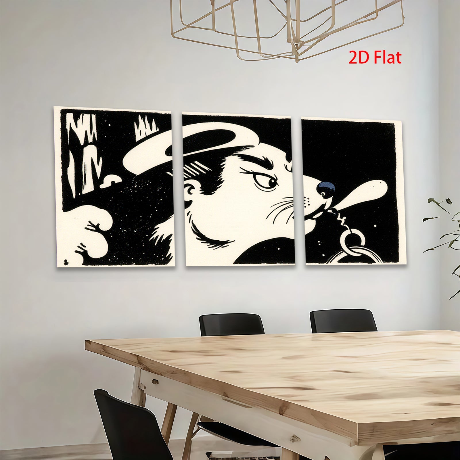 2D flat 1pc Stylish black and white dog portrait wall art for living room bedroom gallery wrapped canvas modern farmhouse decor cozy vibes