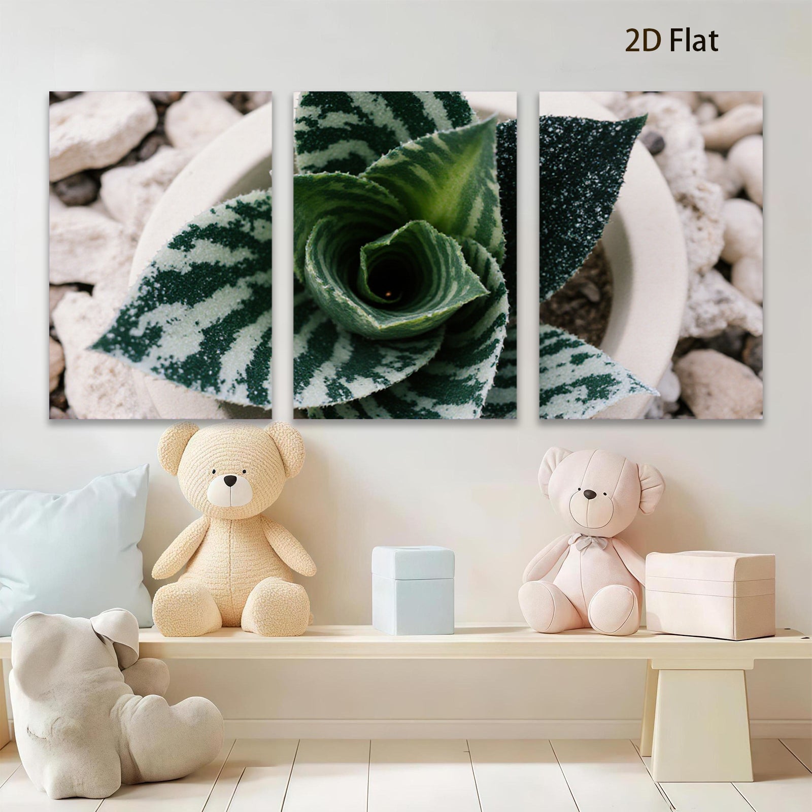 2D flat 1pc Succulent Bloom Botanical Wall Art Living Room Bedroom Decor Farmhouse Style Modern Minimalist Gallery Wrapped Canvas Prints Ready to Hang