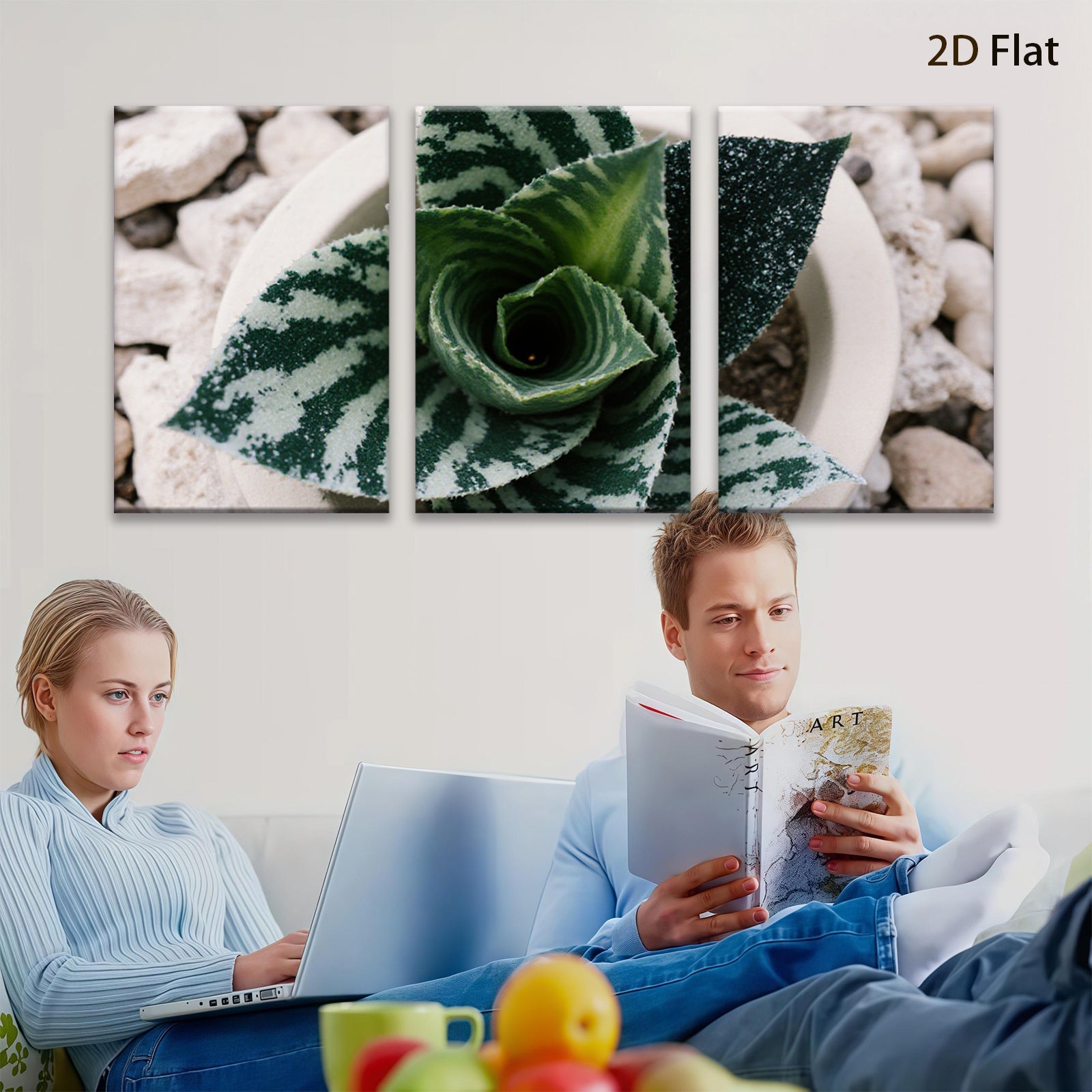 2D flat 1pc Succulent Bloom Botanical Wall Art Living Room Bedroom Decor Farmhouse Style Modern Minimalist Gallery Wrapped Canvas Prints Ready to Hang