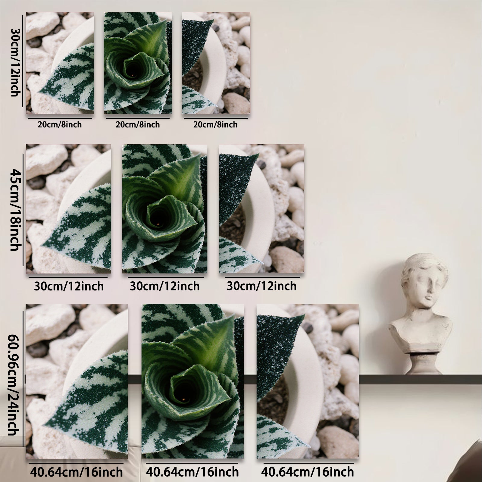 2D flat 1pc Succulent Bloom Botanical Wall Art Living Room Bedroom Decor Farmhouse Style Modern Minimalist Gallery Wrapped Canvas Prints Ready to Hang