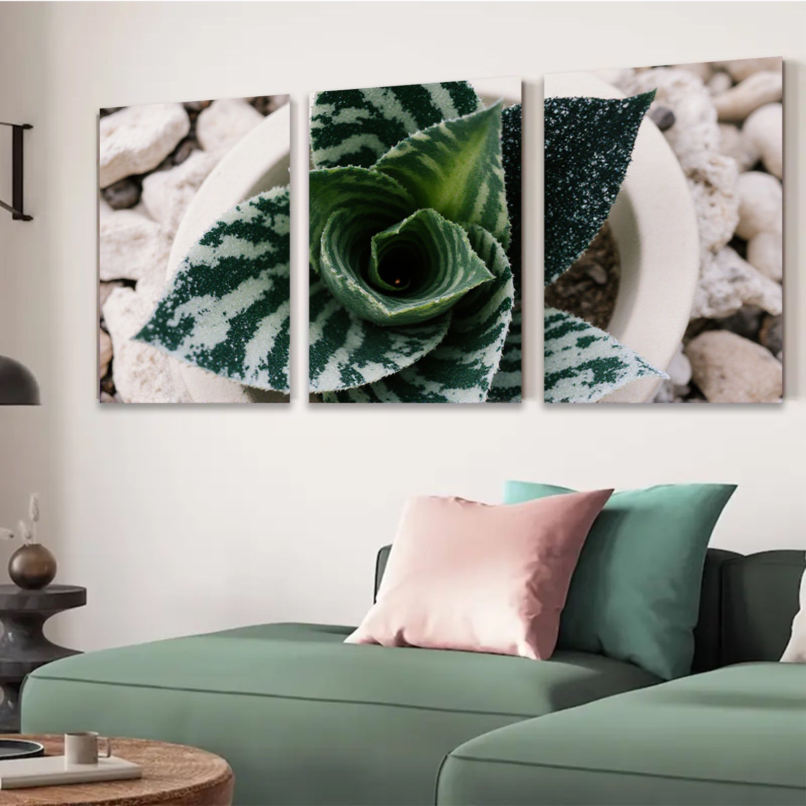 2D flat 1pc Succulent Bloom Botanical Wall Art Living Room Bedroom Decor Farmhouse Style Modern Minimalist Gallery Wrapped Canvas Prints Ready to Hang