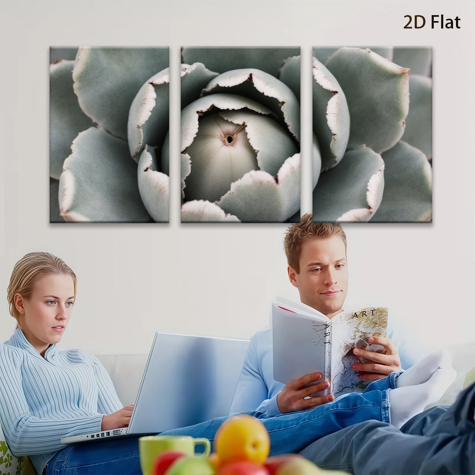 2D flat 1pc Succulent Bloom Close Up Botanical Wall Art Living Room Bedroom Decor Gallery Wrapped Canvas Prints Modern Farmhouse Style Coastal Chic Home Accents