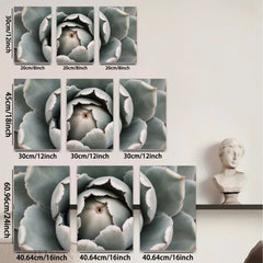 2D flat 1pc Succulent Bloom Close Up Botanical Wall Art Living Room Bedroom Decor Gallery Wrapped Canvas Prints Modern Farmhouse Style Coastal Chic Home Accents