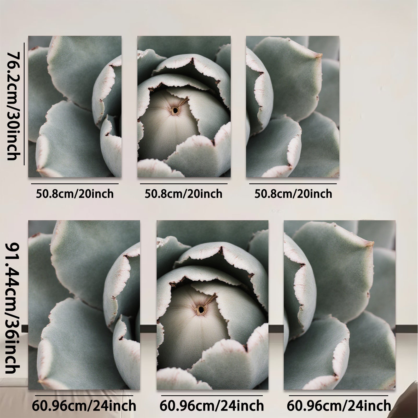 2D flat 1pc Succulent Bloom Close Up Botanical Wall Art Living Room Bedroom Decor Gallery Wrapped Canvas Prints Modern Farmhouse Style Coastal Chic Home Accents