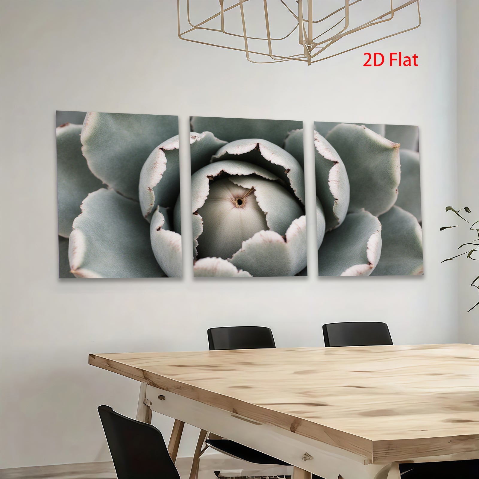 2D flat 1pc Succulent Bloom Close Up Botanical Wall Art Living Room Bedroom Decor Gallery Wrapped Canvas Prints Modern Farmhouse Style Coastal Chic Home Accents