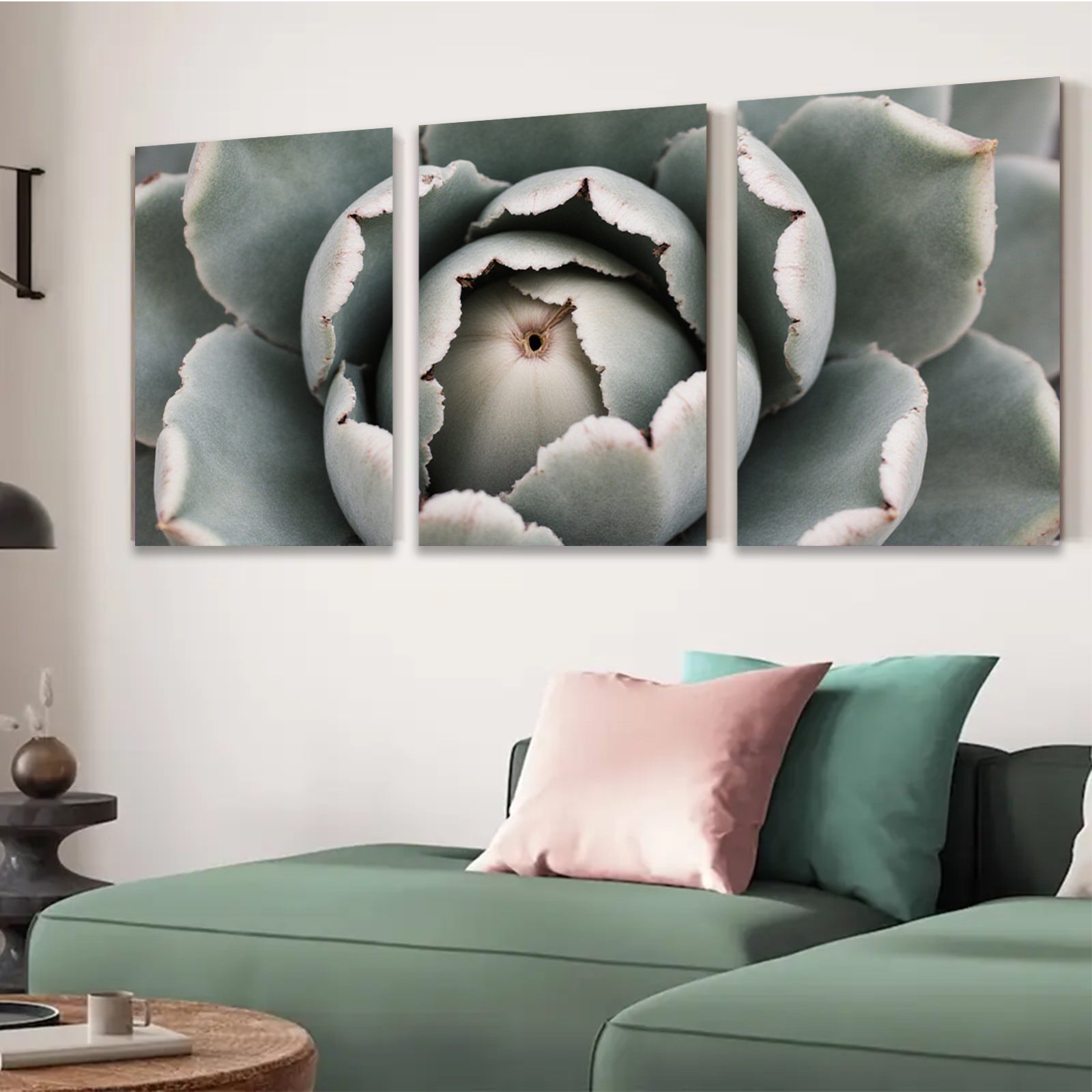2D flat 1pc Succulent Bloom Close Up Botanical Wall Art Living Room Bedroom Decor Gallery Wrapped Canvas Prints Modern Farmhouse Style Coastal Chic Home Accents