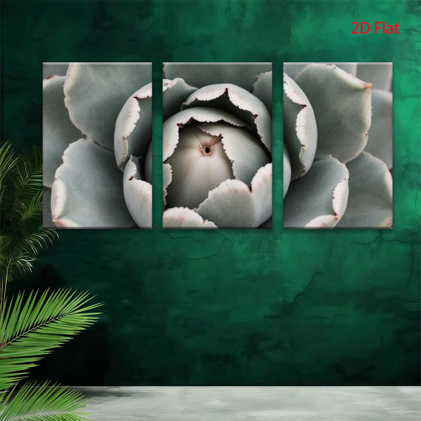 2D flat 1pc Succulent Bloom Close Up Botanical Wall Art Living Room Bedroom Decor Gallery Wrapped Canvas Prints Modern Farmhouse Style Coastal Chic Home Accents