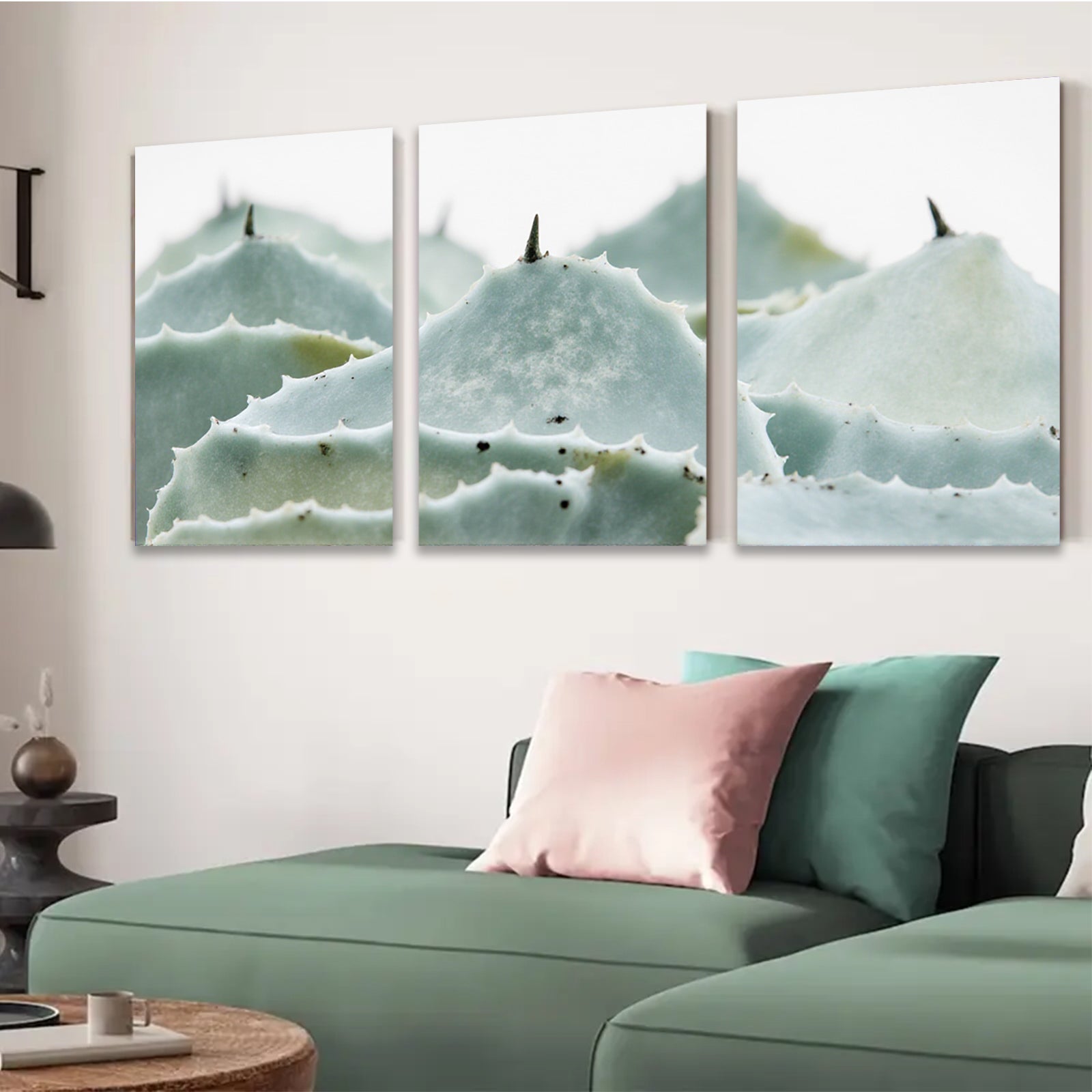 2D flat 1pc Succulent Garden Close Up Botanical Wall Art Living Room Bedroom Decor Modern Farmhouse Style Canvas Prints Textured Artwork Gallery Wrapped Ready To Hang