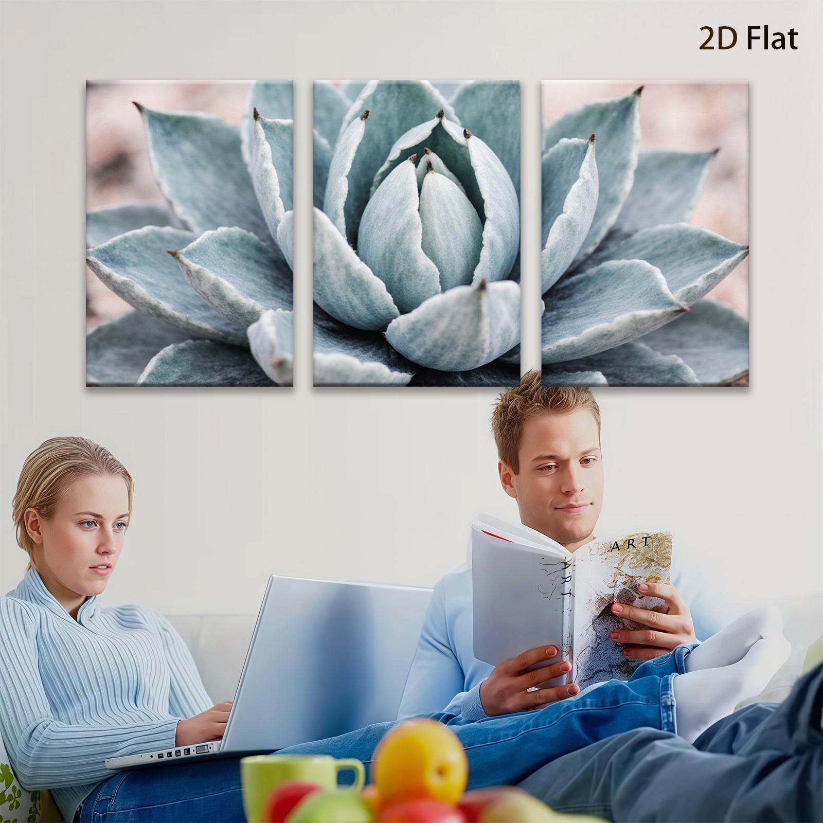 2D flat 1pc Succulent bloom desert botanical wall art living room bedroom decor farmhouse style modern minimalist gallery wrapped canvas print