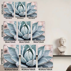 2D flat 1pc Succulent bloom desert botanical wall art living room bedroom decor farmhouse style modern minimalist gallery wrapped canvas print