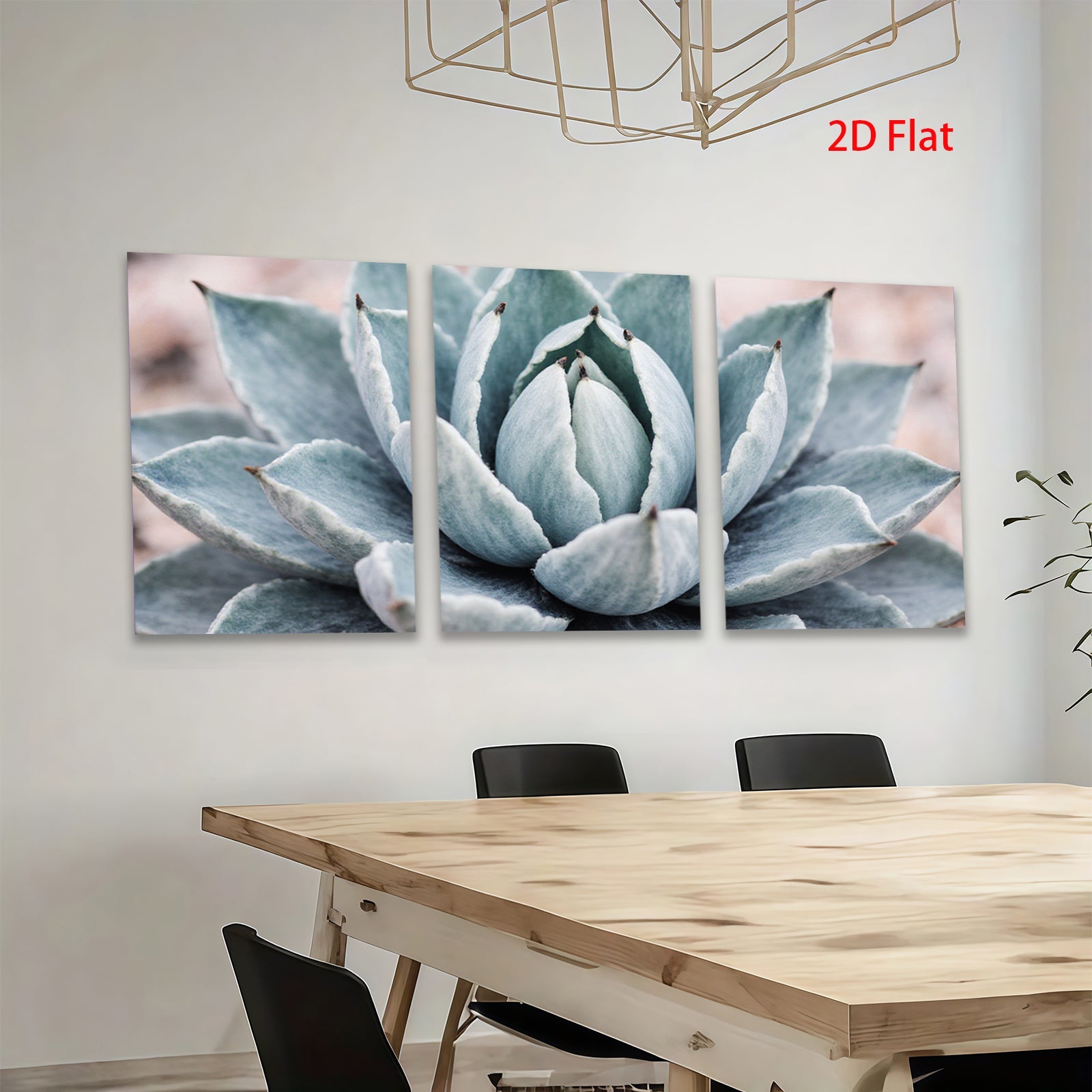 2D flat 1pc Succulent bloom desert botanical wall art living room bedroom decor farmhouse style modern minimalist gallery wrapped canvas print