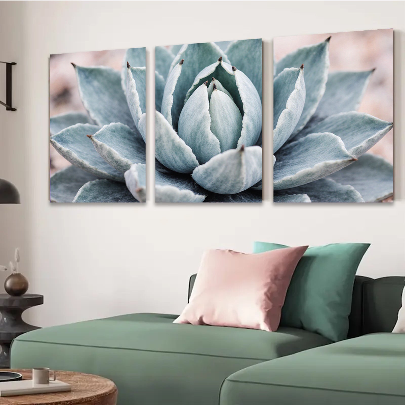 2D flat 1pc Succulent bloom desert botanical wall art living room bedroom decor farmhouse style modern minimalist gallery wrapped canvas print