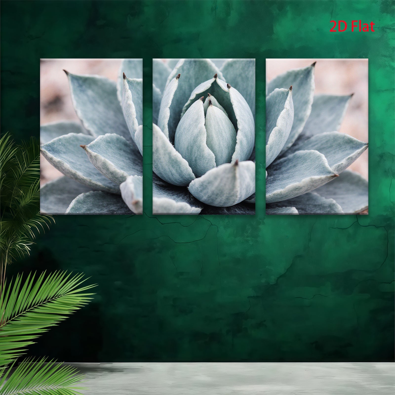 2D flat 1pc Succulent bloom desert botanical wall art living room bedroom decor farmhouse style modern minimalist gallery wrapped canvas print