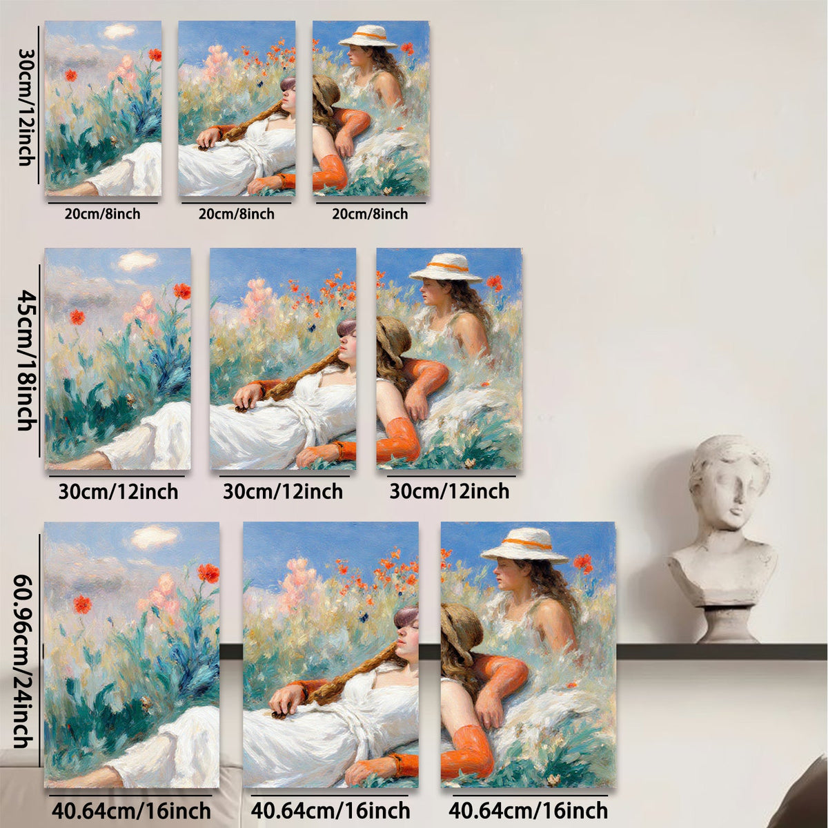 2D flat 1pc Summer Day Resting Women Floral Field Artwork Canvas Wall Decor Living Room Bedroom Modern Farmhouse Style