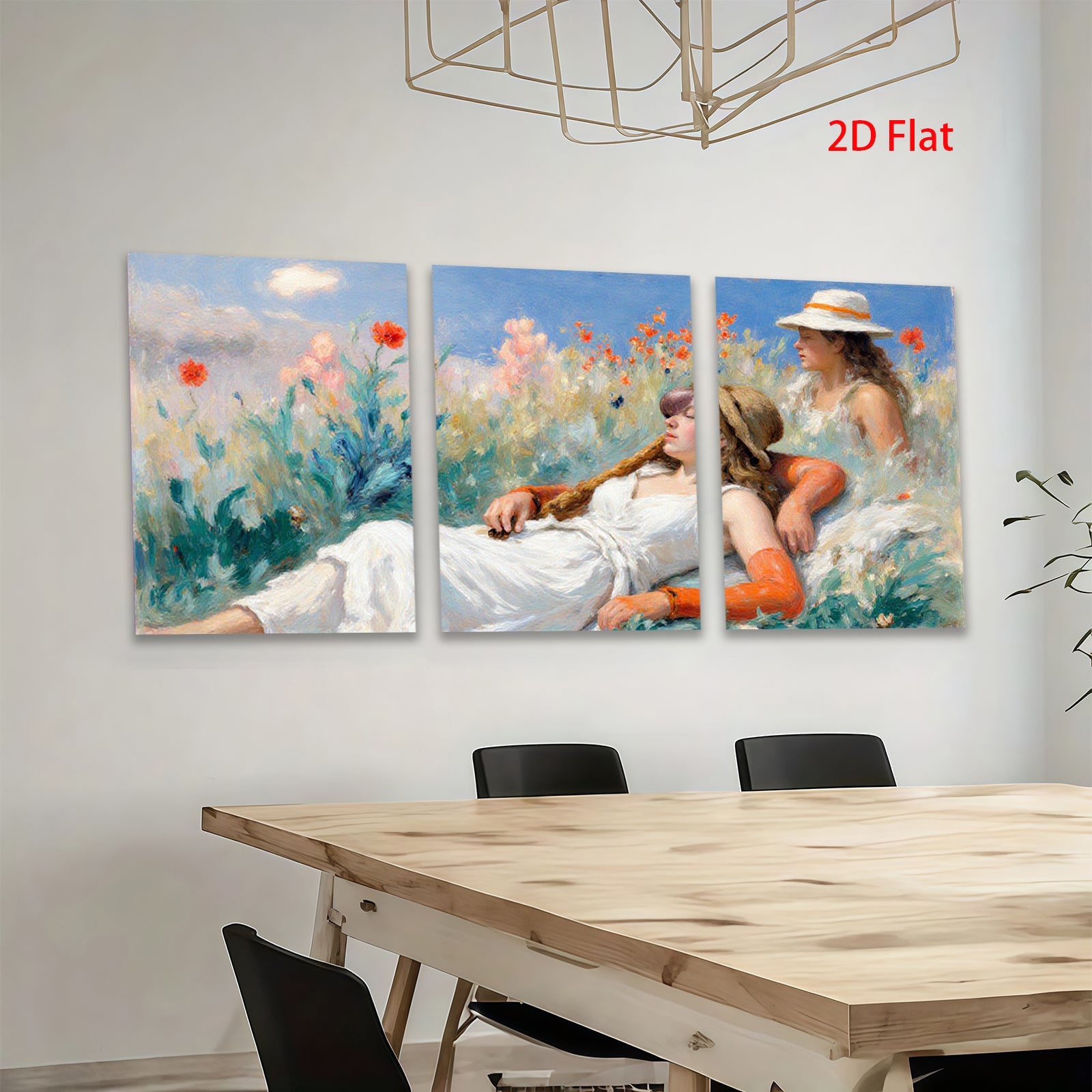 2D flat 1pc Summer Day Resting Women Floral Field Artwork Canvas Wall Decor Living Room Bedroom Modern Farmhouse Style