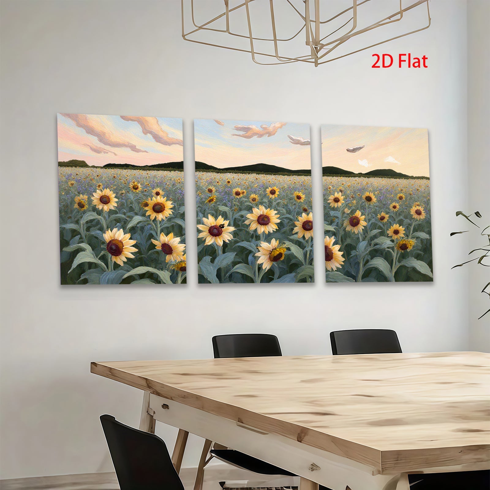 2D flat 1pc Sunflower Field Golden Hour Bliss Farmhouse Wall Decor Living Room Bedroom Modern Art Canvas Prints Ready to Hang Gallery Wrapped