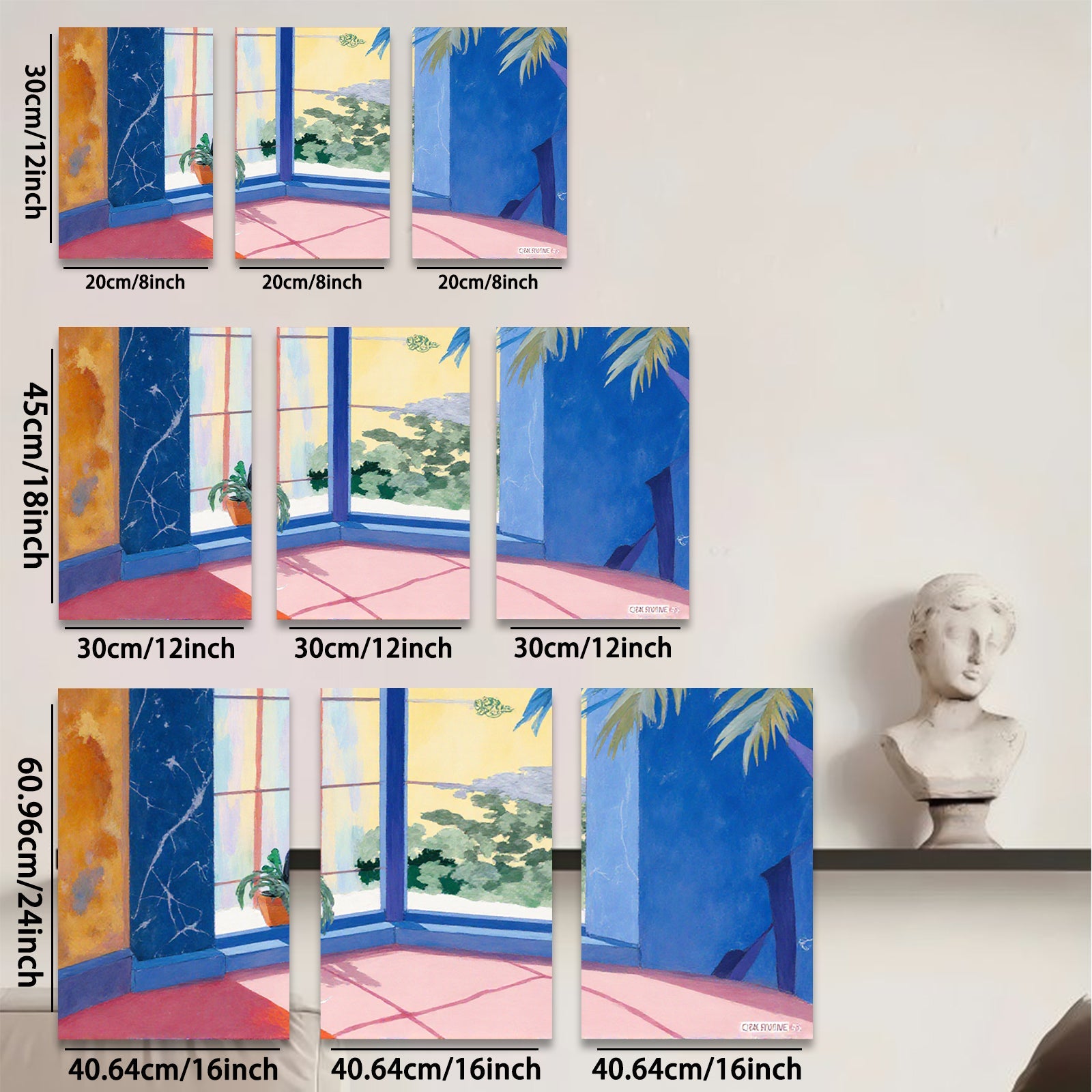 2D flat 1pc Sunlit Corner Window View Mediterranean Style Living Room Bedroom Wall Decor Farmhouse Aesthetic Gallery Wrapped Canvas Print