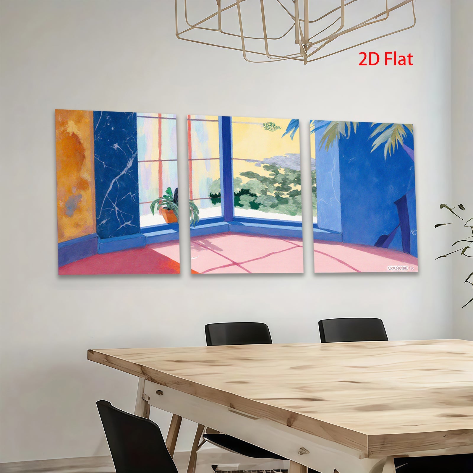 2D flat 1pc Sunlit Corner Window View Mediterranean Style Living Room Bedroom Wall Decor Farmhouse Aesthetic Gallery Wrapped Canvas Print