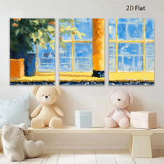 2D flat 1pc Sunlit Window Garden View Modern Wall Art Canvas Prints for Living Room Bedroom Home Decor Farmhouse Style Cozy Vibes