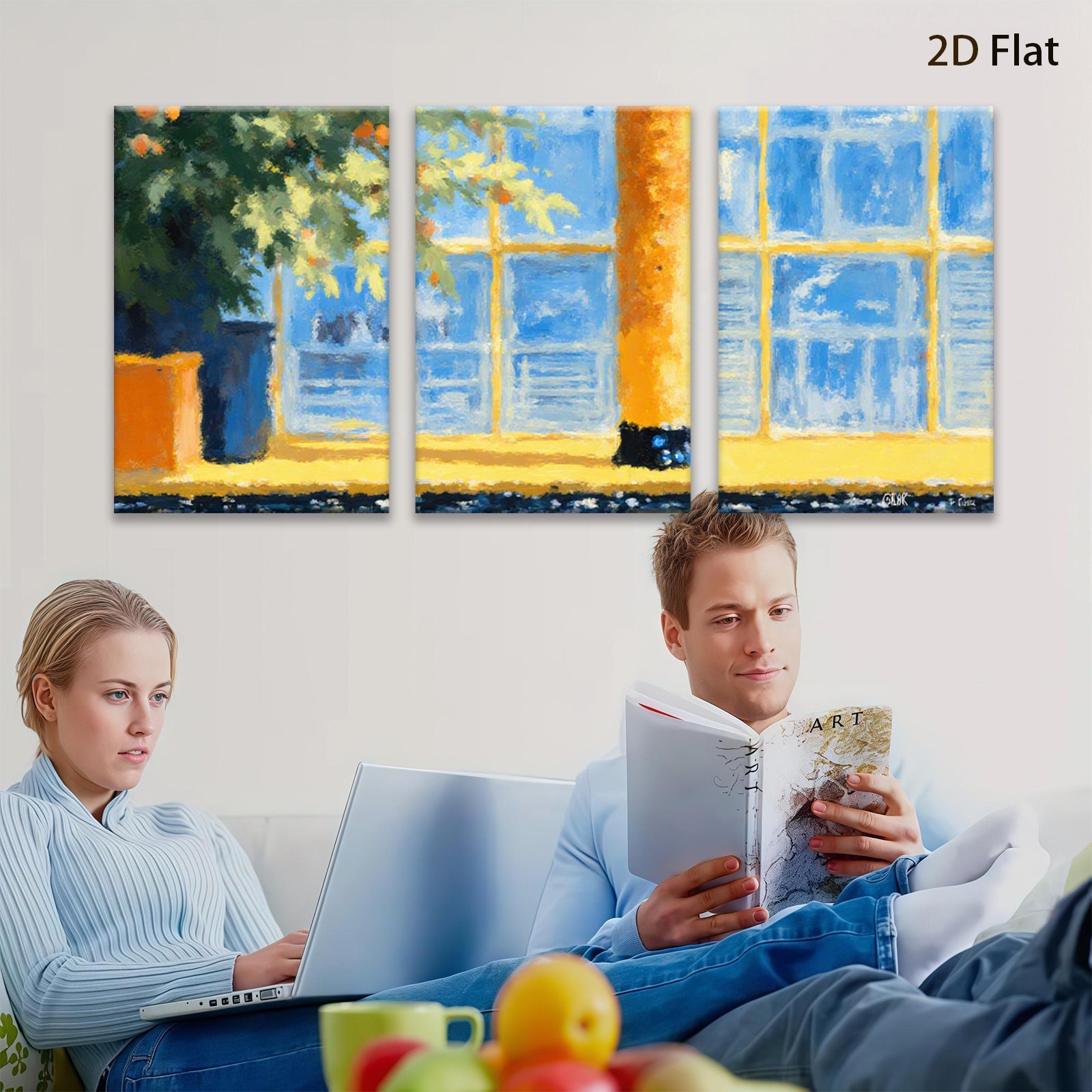 2D flat 1pc Sunlit Window Garden View Modern Wall Art Canvas Prints for Living Room Bedroom Home Decor Farmhouse Style Cozy Vibes