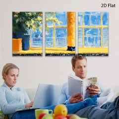 2D flat 1pc Sunlit Window Garden View Modern Wall Art Canvas Prints for Living Room Bedroom Home Decor Farmhouse Style Cozy Vibes
