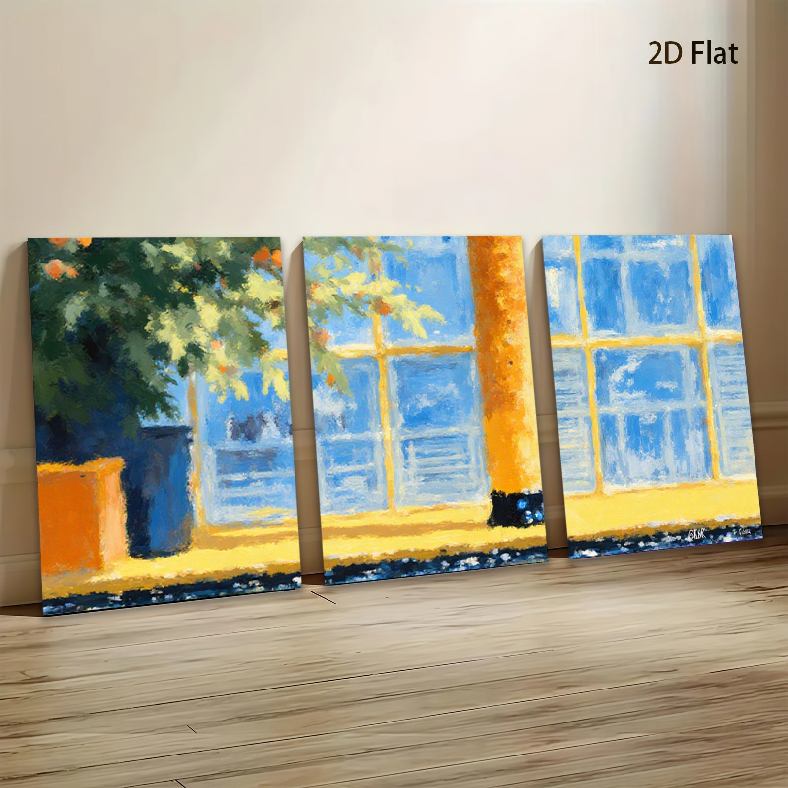 2D flat 1pc Sunlit Window Garden View Modern Wall Art Canvas Prints for Living Room Bedroom Home Decor Farmhouse Style Cozy Vibes